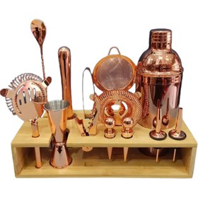 تصویر ست بار سرد با پایه چوبی 14 تکه cold bar set with wooden base