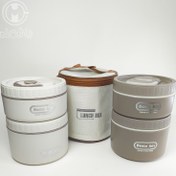 تصویر لانچ باکس دو عددی گرد با کیف استیل 