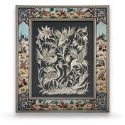 تصویر تابلو قلم زنی دست ساز طرح گل و مرغ | هدیه ای نفیس برای دوستداران هنر ایرانی و زیبایی طبیعت 