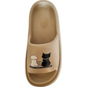 تصویر دمپایی زنانه کیتن طرح گربه های عاشق – رنگ کرمی 