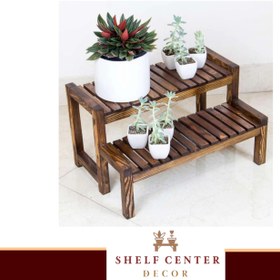 تصویر استند جا گلدانی مدل دوپله - مشکی 