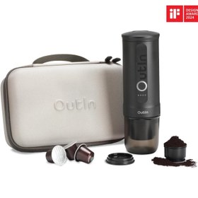 تصویر ست اسپرسو ساز همراه نانو خاکستری فضایی 