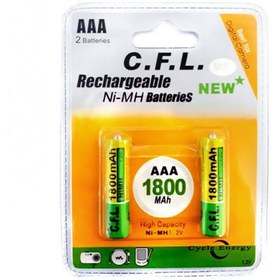 تصویر باتری نیم قلمی قابل شارژ CFL مدل 850mah AAA بسته 2 عددی CFL 850mah Rechargeable AAA Battery - Pack of 2