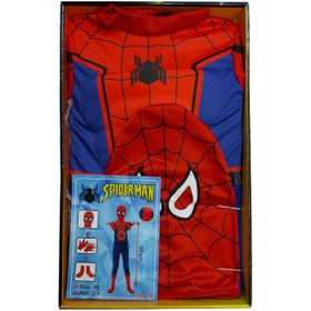 تصویر ست لباس مرد عنکبوتی مدل پارچه کشی طرح عضلانی Spider-man clothing set with muscular design