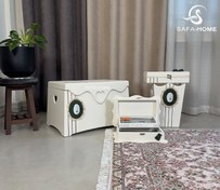 تصویر جعبه خیاطی ۴ تکه طرح راه‌راه 