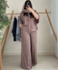 تصویر ست شومیز و شلوار رویسا مدل 101074 رنگ مشکی و کرم و سبز و آبی 