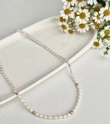 تصویر گردنبند مروارید و گوی با قفل طلا 
