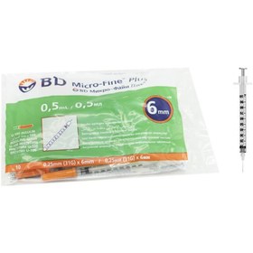 تصویر سرنگ انسولین 0.5 واحدی 10 عددی ا BD insulin syringe 0.5ml BD insulin syringe 0.5ml