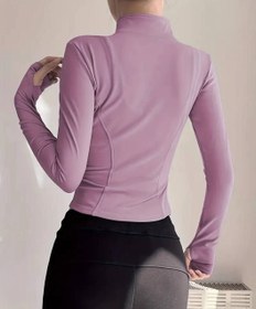 تصویر سویشرت اسلیم افکت سایز ۳۶ رنگ یاسی 
