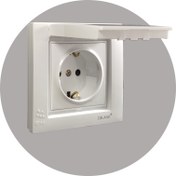 تصویر پریز ارت محافظ دار بارانی توکار | مدل آسا دلند (IP44) | سفید Earthed Socket-Outlet With Lid and Child Protection | IP-44