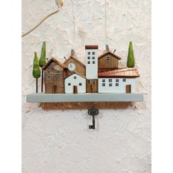تصویر جاکلیدی دیواری چوبی طرح دهکده رویایی کد 5213 