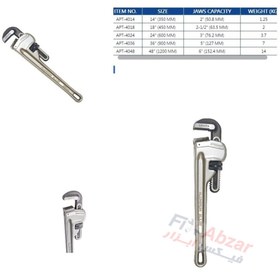 تصویر آچار لوله گیر شلاقی آلومینیومی 48 اینچ لیکوتا مدل APT-4048 LICOTA ALUMINUM HANDLE PIPE WRENCH 48 INCH APT-4048