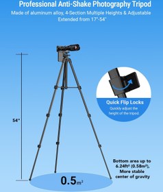 تصویر تلسکوپ و پایه دوربین مخصوص موبایل APEXEL High Power 60X HD Telephoto Lens, High Power Telephoto Mobile Cell Phone Lens with Extension Tripod and Wireless Remote for iPhone 15 Pro/14 Pro/13 Pro, Samsung and Most Smartphone.