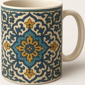 تصویر ماگ با طرح کاشی کاری ایرانی سنتی 