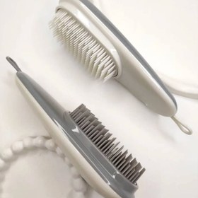 تصویر برس گره بازکن کیفی دو رنگ - طوسی نخودی 