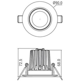 تصویر چراغ سقفی توکار شعاع مدل SH-AL568-12W Shoa SH-AL568-12W Recessed Downlight