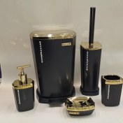 تصویر سرویس ۵پارچه بهداشتی لوکس بتیس مدل نگین مشکی طلایی *طراحی زیبا کیفیتی ماندگار *شیرآلات علیارسو 