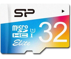 تصویر کارت حافظه microSDHC سیلیکون پاور مدل Elite کلاس 10 استاندارد UHS-I U1 سرعت 85MBps ظرفیت 32 گیگابایت silicon power UHS-I U1 Class 10 85MBps microSDHC 32GB