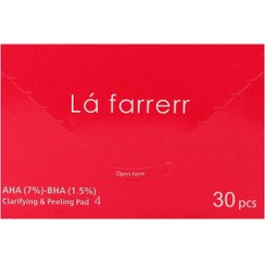 تصویر پد پاکسازی کننده و لایه بردار پوست حاوی 7% آ چ آ و 1/5% بی اچ آ لافارر Skin cleansing and exfoliating pad containing 7% AHA and 1.5% BHA