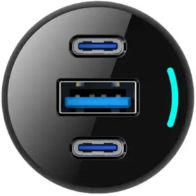 تصویر شارژر فندکی پاورولوژی مدل PCCSR014 ظرفیت ۸۵ وات سه پورت 