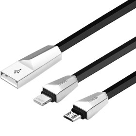 تصویر کابل شارژ هوکو مدل X4 با سری لایتنینگ,میکرو HOCO X4 2IN1 CABLE