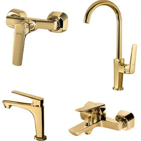 تصویر ست شیرآلات البرز روز مدل آلپاین رنگ طلایی مات 