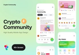 تصویر کیت رابط کاربری برنامه جامعه کریپتو | Crypto Community App UI Kit 