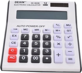 تصویر ماشین حساب Dexin Calculator 12 Digitals, Dual Power, White, KK-8825B 