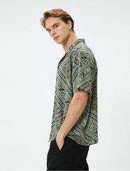 تصویر پیراهن قدیمی آستین کوتاه یقه رو به پایین ویسکوز ترکیبی 