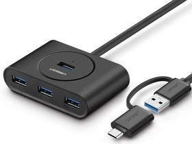 تصویر هاب USB3.0 و TYPE C برند UGREEN مدل 40850 UGREEN CR113 USB 3.0 Hub, 4 Port 40850