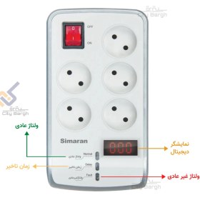 تصویر محافظ ولتاژ 5 راهی دیجیتال سیماران مدل SM-525-18-D 