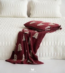 تصویر شال مبل و تخت زرشکی مدل کنج 