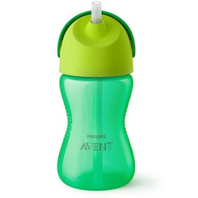 تصویر لیوان آموزشی نی دار ضدچکه 300 میل فیلیپس اونت سبز Philips Avent 