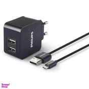 تصویر شارژر دیواری فیلیپس مدل DLP2502M به همراه کابل MicroUSB 