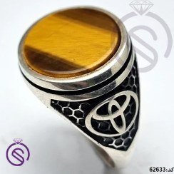 تصویر انگشتر نقره چشم ببر مردانه مدل تویوتا کد 62633 Men's tiger eye silver ring, Toyota model