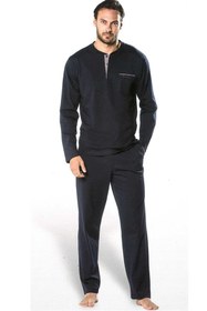 تصویر پیژامه و لباس خواب مردانه آبی سرمه ای پیرکاردین | P5454C-T اورجینال 