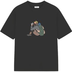 تصویر تیشرت طبیعت گرد 2 - سفید / مشکی nature walker