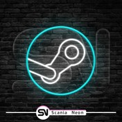 تصویر تابلو نئون لوگو استیم (Steam) شماره 2 , تابلو نئون گیمینگ کد 015 