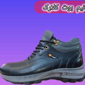 تصویر نیم بوت مردانه چرم طبیعی تچر مدل کلارک بندی مشکی - 4 