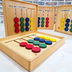 تصویر بازی هوش مونته سوری (تطبیق رنگ چرتکه) Montessori intelligence game (matching t