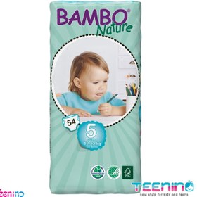 تصویر پوشک چسبی بامبو نیچر سایز5 ساخت کشور دانمارک bambo nature diapers size 5 tall 