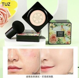 تصویر کوشن گل رز شماره 01 به همراه پد قارچی توز Tuz Mushroom Air Cushion BB Makeup Foundation