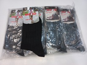 تصویر جوراب ساقدار مردانه مجید طرح کبریتی ضخیم رنگ مشکی - مشکی Majid men's tights with thick match design black colors