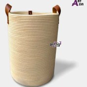 تصویر سبد رخت چرک لباس یا لاندری یا سبد اسباب بازی قیطان دوزی 40*30 سانتی - کد: 872 