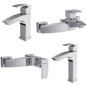 تصویر ست شیرآلات شودر مدل باواریا شیری کروم 