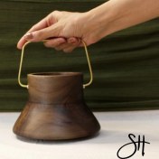 تصویر ظرف چوب گردو دسته برنجی کپی 