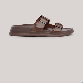 تصویر صندل چرمی مردانه با بند قفل‌دار - رویه چرمی، قهوه‌ای برند Tommy Hilfiger Men's Leather Buckle Sandals/ Flip Flops - Leather upper, Brown