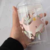 تصویر لیوان اسموتی نهنگ صورتی 