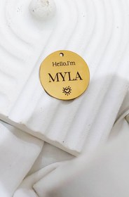 تصویر پلاک دایره مدل Minik - ۳.۵ سانتی‌متر / ۴حک / نقره‌ای 