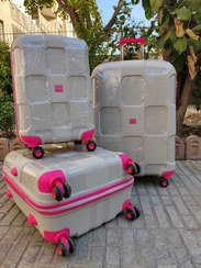 تصویر چمدان و ساک چند رنگ مردانه زنانه 23 قاب قهوه ای چهار چرخ شکسته اثرات مقاوم در برابر پلی پروپیلن 3L کت شلوار مجموعه Ivs 